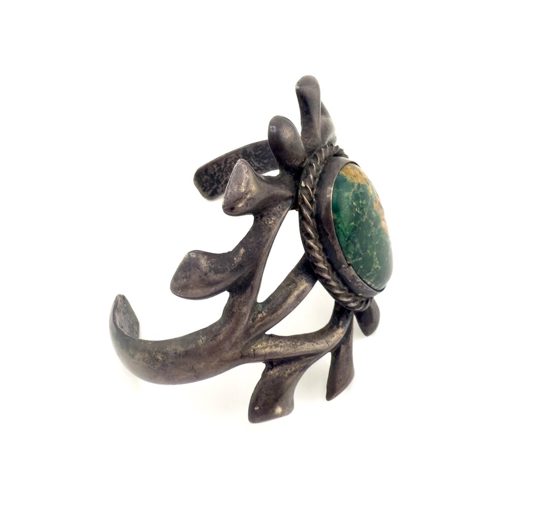 Old Pawn Sterling Silver Bracelet Cuff With Turquoise - Etsy