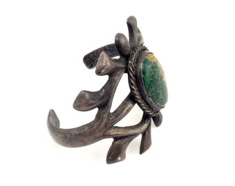 Old Pawn Sterling Silver Bracelet Cuff With Turquoise