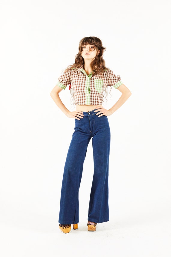 Vintage Mr Freedom Brown Button Down Crop Blouse -