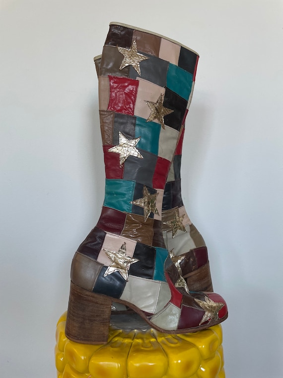 Jumpin Jack Flash Custom Leather Patchwork Heeled… - image 2