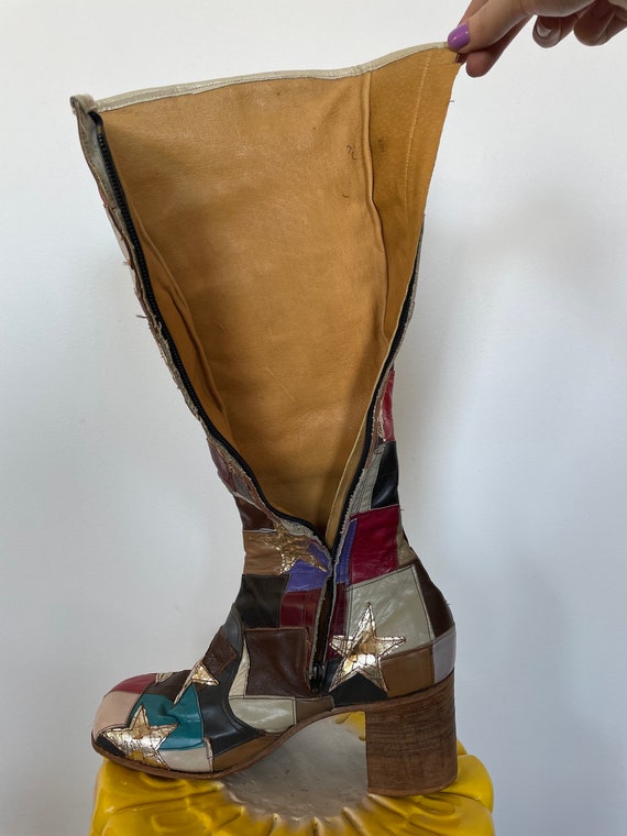 Jumpin Jack Flash Custom Leather Patchwork Heeled… - image 10