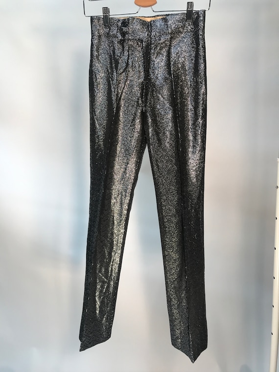 Alkasura Vintage 1970s Black Shimmer Pants Sold a… - image 3