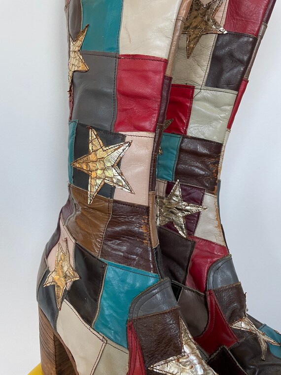 Jumpin Jack Flash Custom Leather Patchwork Heeled… - image 6