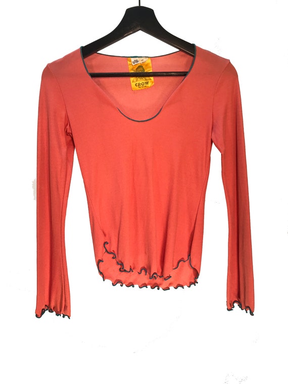 Vintage CROW NYC Pink Scoop Neck Shirt Jumpin Jack