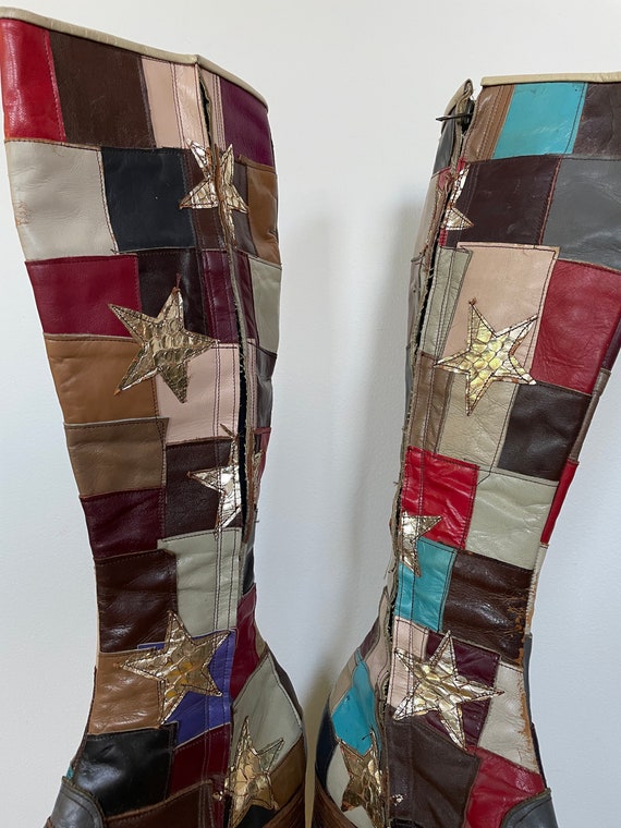 Jumpin Jack Flash Custom Leather Patchwork Heeled… - image 8