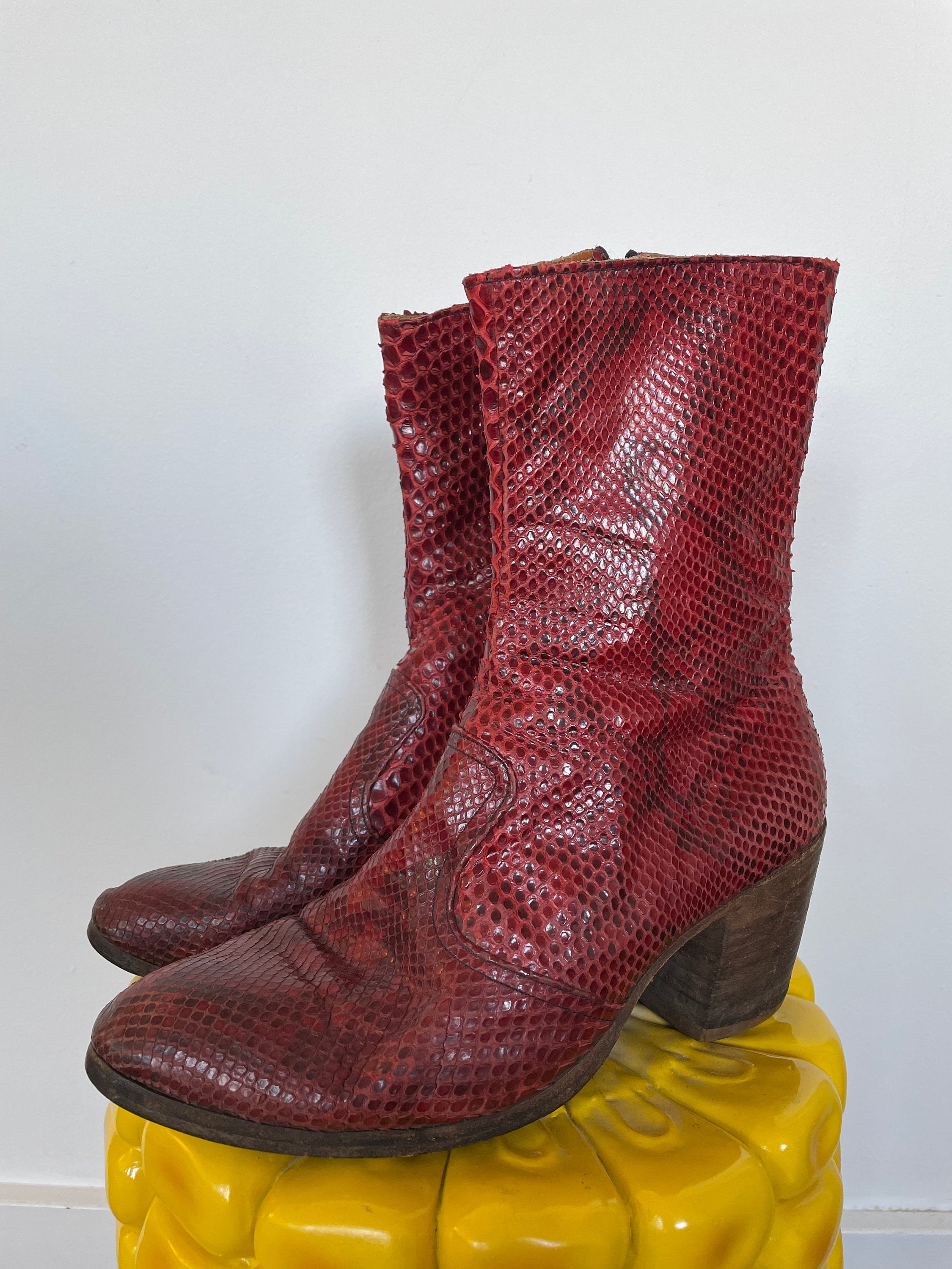Snakeskin Boots Topshop Red Ankle Boots Red Pointed Back Zipper