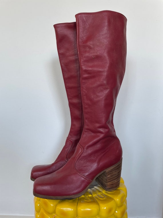 Jumpin Jack Flash Custom Red Leather Tall Boots - 