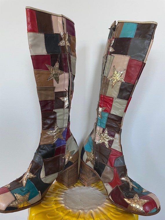 Jumpin Jack Flash Custom Leather Patchwork Heeled… - image 7