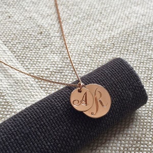18ct Solid Gold Engraved Initial Disc Necklace: Personalized Charm Pendant