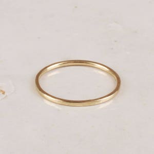 Hammered Gold Thin Ring - Gold Stacking Ring - Skinny Stacking Ring - Shimmer Finish - Solid Gold Stacking Ring - Stackable Fine Ring