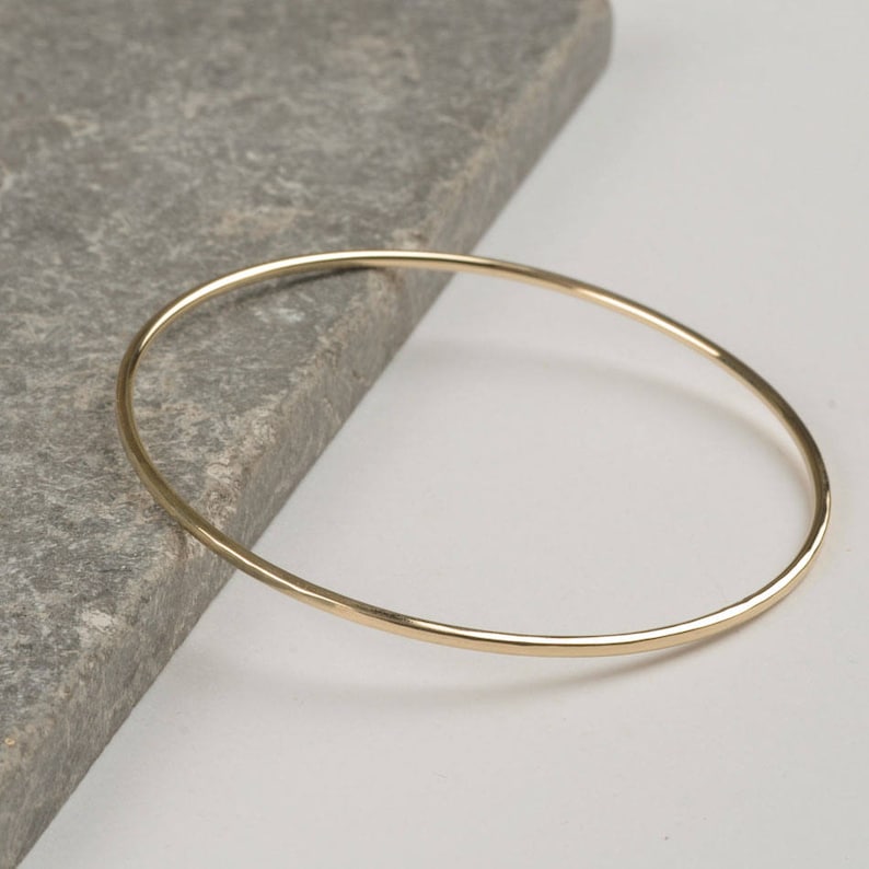 Gold Bangle . Solid 9 ct Gold Bangle . Hammered Bangle . Gold Bangles . Handmade Jewellery U.K image 3