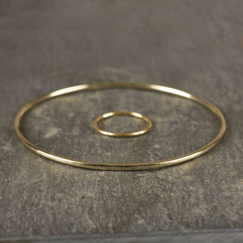 Gold Bangle . Solid 9 ct Gold Bangle . Hammered Bangle . Gold Bangles . Handmade Jewellery U.K image 4