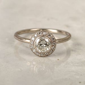 Natural Diamond Halo Ring . Diamond Engagement Ring . Old Cut Diamond Ring . Antique Inspired . Handmade Jewellery U.K