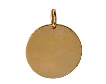 Gold Disc Charm. Gold Charm . Gold Charm Necklace . Engraved Gifts . Personalised Necklace . Handmade Jewellery U.K