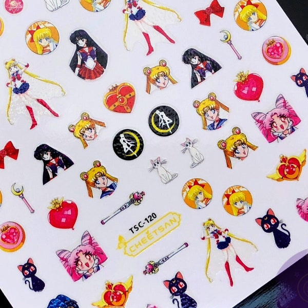 1 Premium Thin Sticker Sheet, Sailor Moon Stickers, Decals For Resin, Crafts, Nail Art Anime Figure & Symbol Stickers