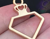 1 Small Open Bottle Bezel, Open Bezel, 30mm x 23mm Gold Fashion Perfume Bottle Charm Pendant, Resin Jewelry Making Pendant