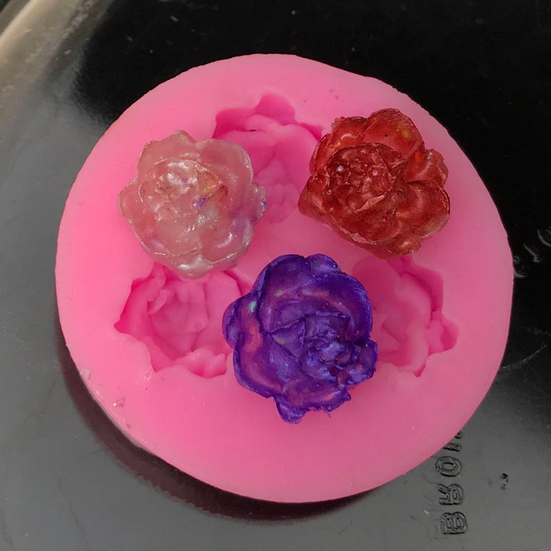Silicone Resin And Polymer Clay Round 3 Cavity Multiple Rose-like Flower Jewelry Mold Silicone Flower Mold