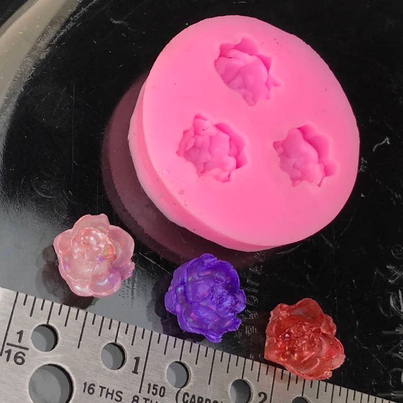 Silicone Resin And Polymer Clay Round 3 Cavity Multiple Rose-like Flower Jewelry Mold Silicone Flower Mold