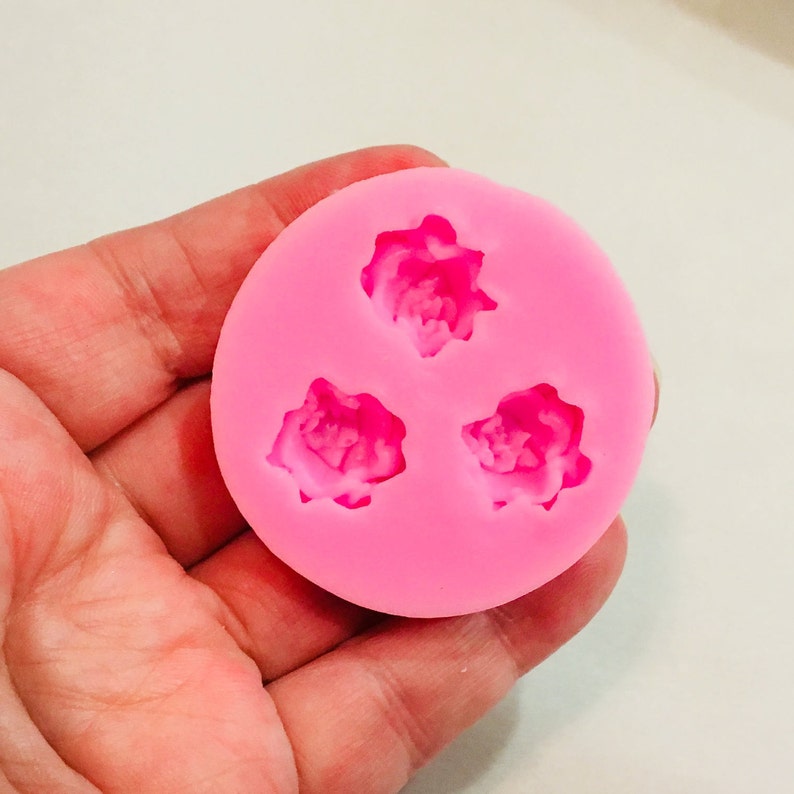 Silicone Resin And Polymer Clay Round 3 Cavity Multiple Rose-like Flower Jewelry Mold Silicone Flower Mold