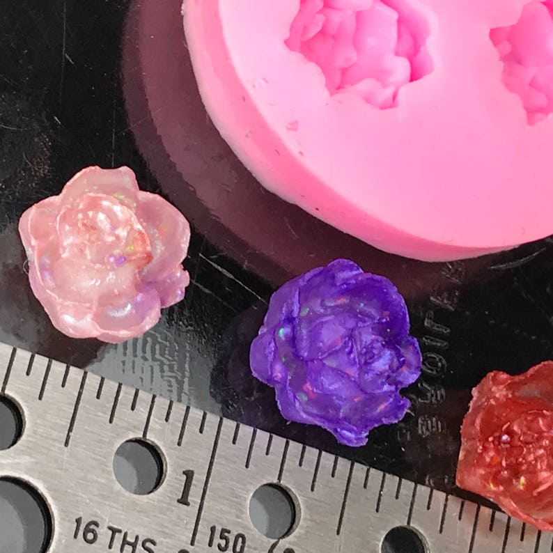 Silicone Resin And Polymer Clay Round 3 Cavity Multiple Rose-like Flower Jewelry Mold Silicone Flower Mold