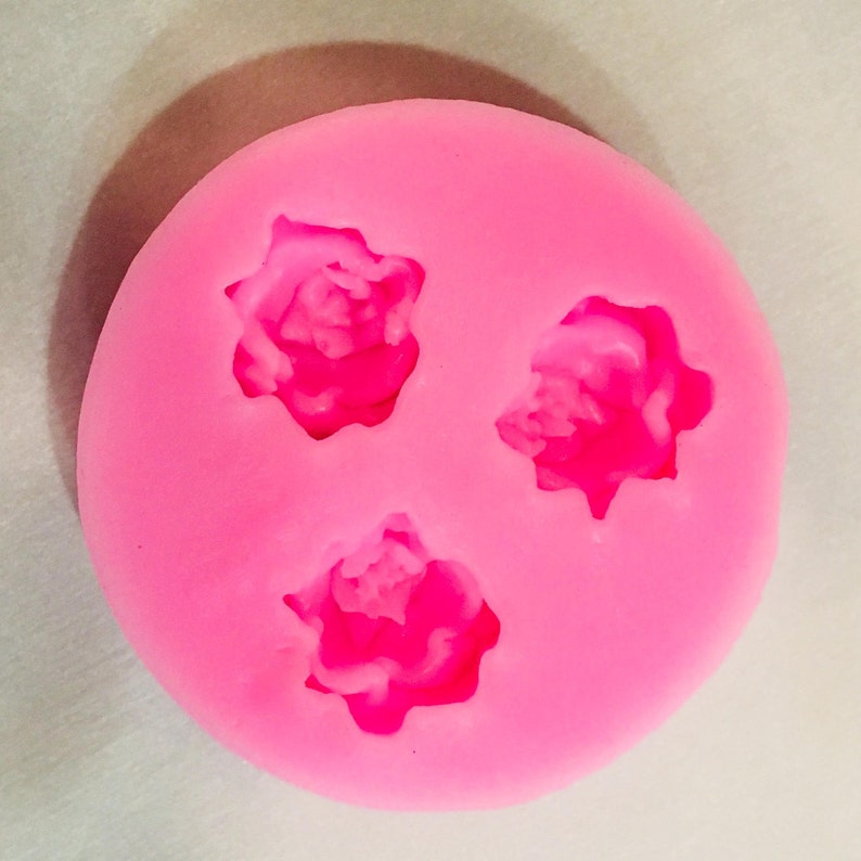 Silicone Resin And Polymer Clay Round 3 Cavity Multiple Rose-like Flower Jewelry Mold Silicone Flower Mold