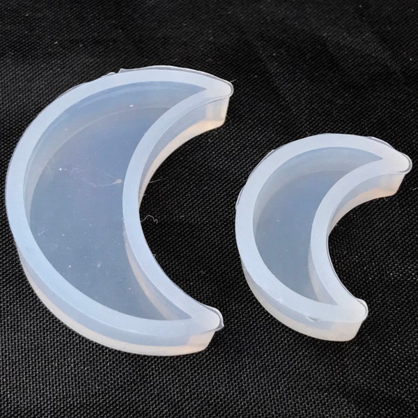 Small or Medium Sized Moon Silicone Mold, Resin Jewelry Cabochon Clear Mold, Cellestial Halloween Mold, Polymer Clay