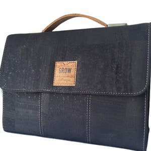 Bolso Satchel Negro, Bolso de corcho, Tela negra, Bolso vegano, Bolsos, Orgánico, Hecho en Portugal