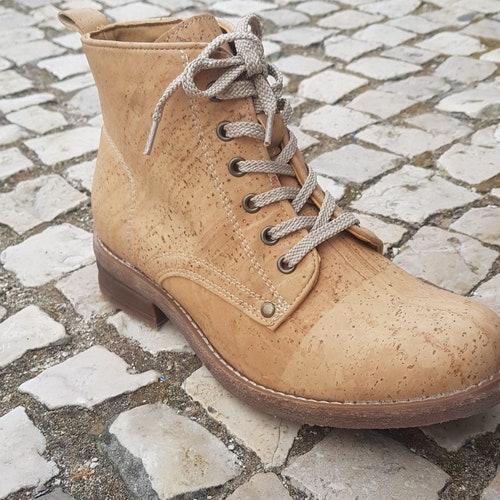 Faux Leather Worker Boot Cork Boots Vegan Leather Vegan Etsy