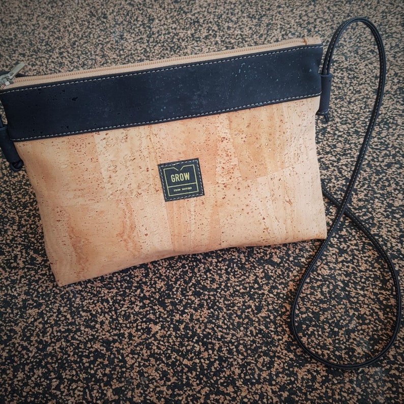 Genuine Cork Leather Crossbody Bag Cork Purse Vegan Leather Etsy