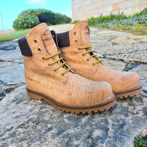 Faux Leather Worker Boot Cork Boots Vegan Leather Vegan Etsy