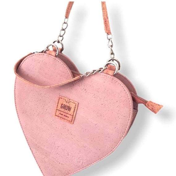 Cork Heart Shape Handbag Cork Bags Vegan Leather Handmade 