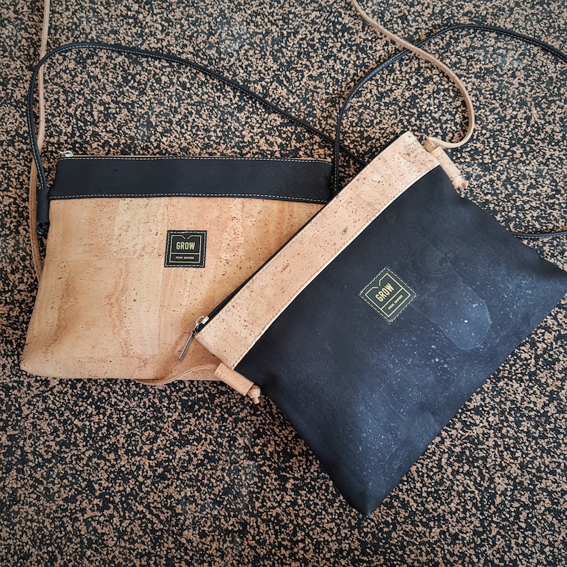 Genuine Cork Leather Crossbody Bag Cork Purse Vegan Leather Etsy