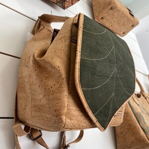 Bolso bandolera de corcho más mochila, piel vegana, bolso vegano, ideas ecológicas, regalo perfecto para ella, piel de corcho, ideas veganas, hecho en Portugal