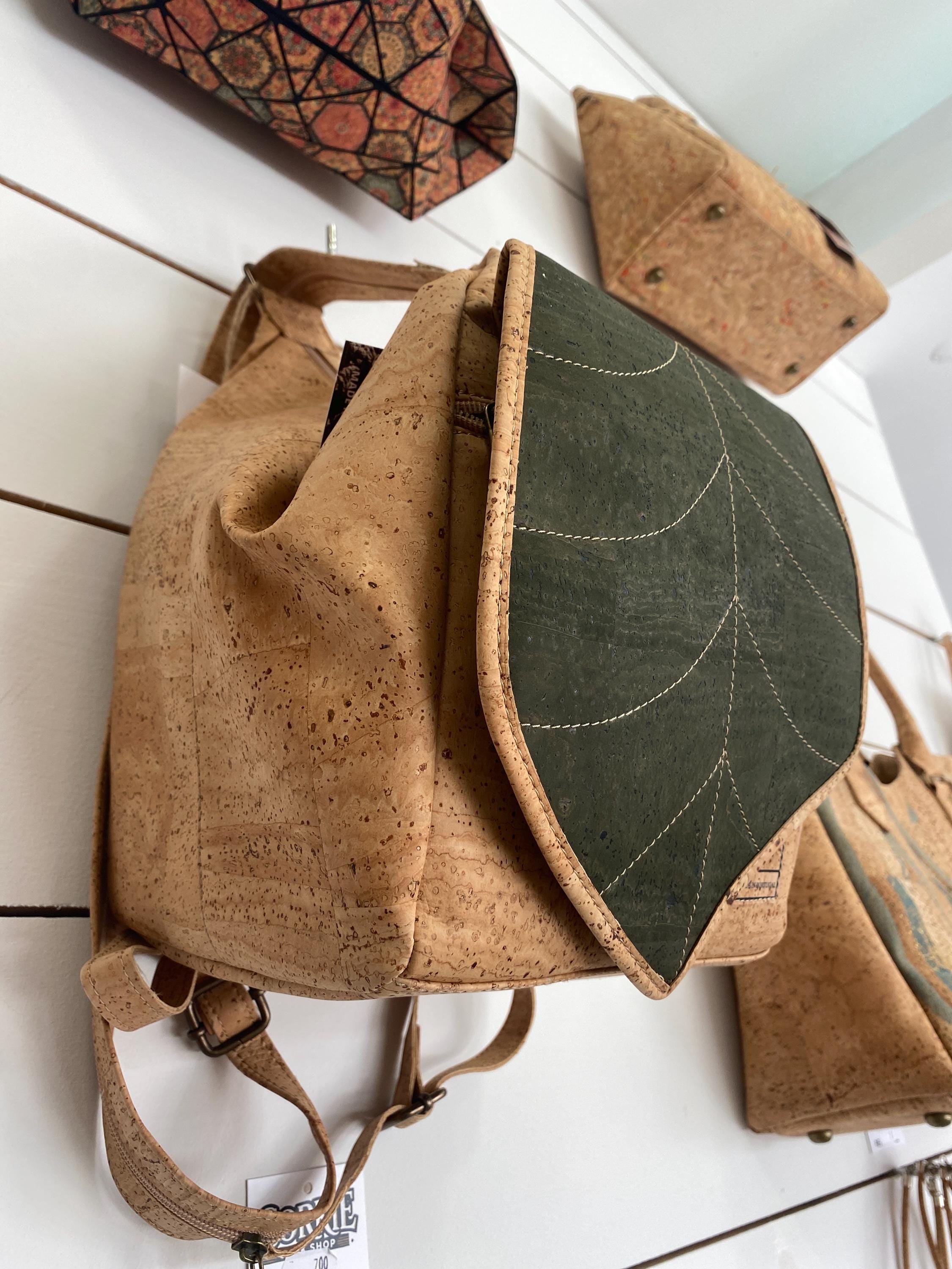 Portugal Cork Backpack Flap Over Two Buckle Quilted Design Portuguese Cork Backpack - Etsy main image 3