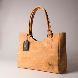 Magnifique sac à main fourre-tout en liège naturel Beige