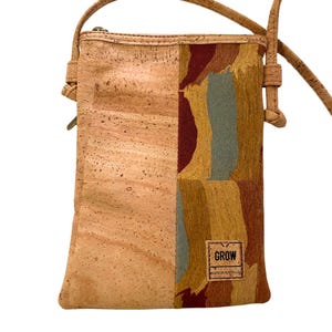 Sac crossbody en liège fait main avec poche arrière, sac durable fabriqué au Portugal, sac à main végétalien respectueux de l’environnement, petit sac à bandoulière en liège