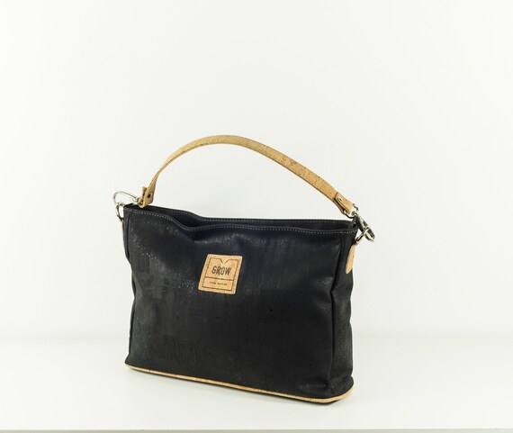 black fabric crossbody bag