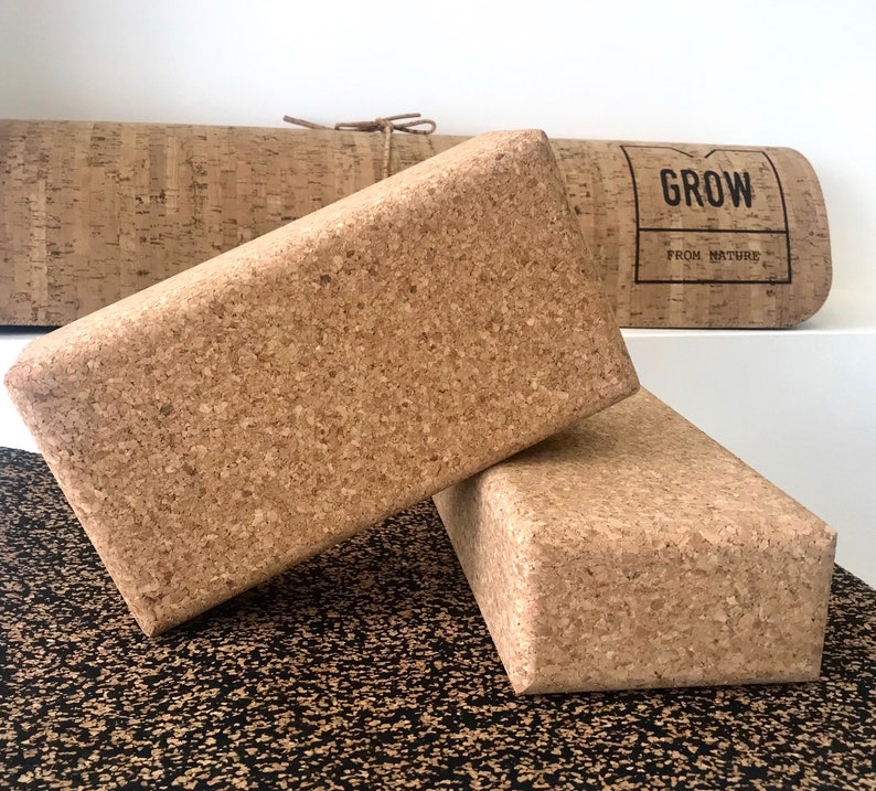 Yoga blocks made of Cork Yoga Products Vegan made in Etsy