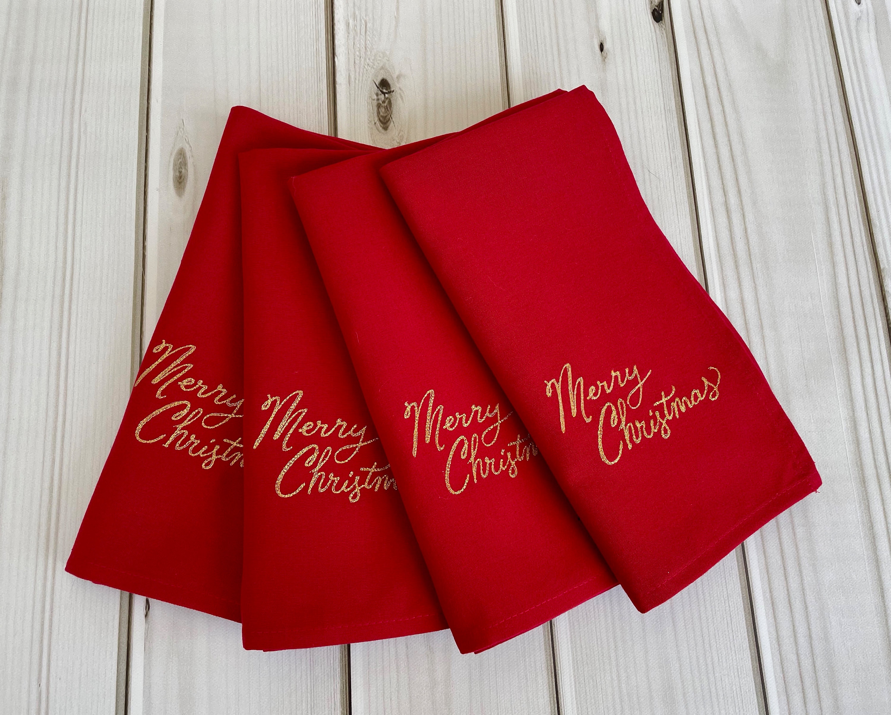 Christmas Tags Reversible Cloth Napkins/Set of 4 Christmas Tags Reversible Cloth Napkins/Set of 4