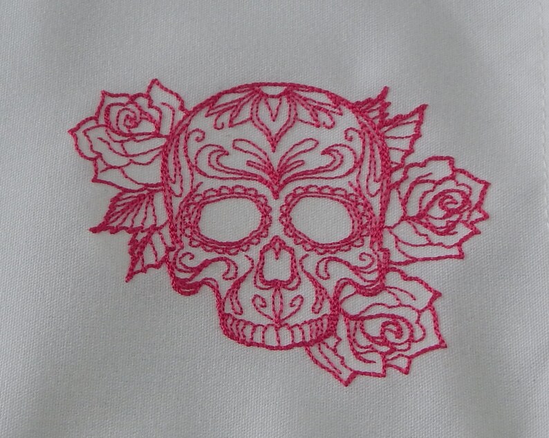 Mexican Holiday La Calavera Catrina Day of the Dead Set of 4 Embroidered Cloth Dinner Napkins Dia de Los Muertos SUGAR SKULL NAPKINS