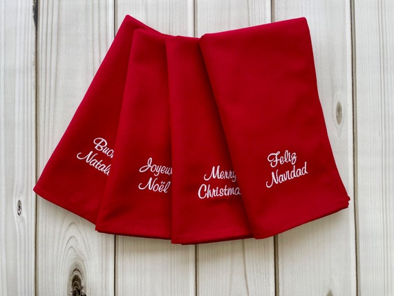 Christmas Tags Reversible Cloth Napkins/Set of 4 Christmas Tags Reversible Cloth Napkins/Set of 4