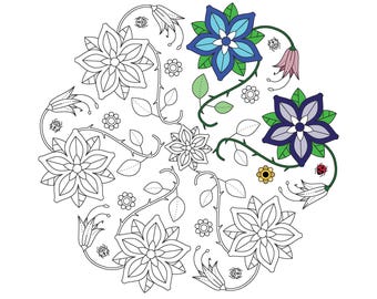 Página para colorear del jardín de flores - Descarga digital instantánea