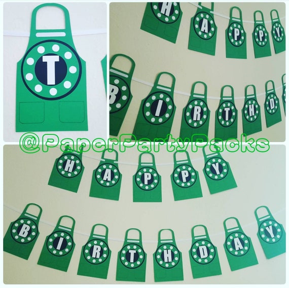 Green Apron Birthday Banner Latte Birthday Party Coffee House Party Frappy Birthday Banner Il_570xn
