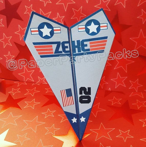 Set of 10-Top Gun inspired invitation Fighter Jet Paper Airplane Invitation Fighter Jet Party Top Gun Party Il_570xn
