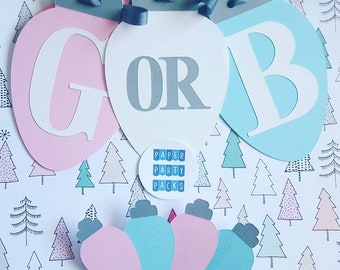 Holiday Tree or Winter Party Gender Reveal Pack Boy or Girl Christmas Tree Lights Reveal Pink or Blue Red or Green Christmas in July Reveal