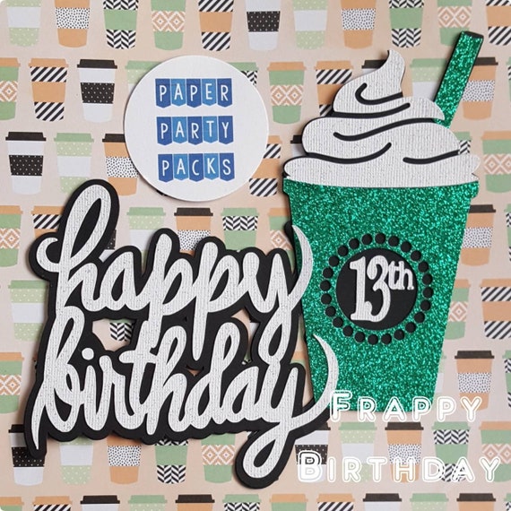 Frappy Birthday or Coffee House Party Cake Topper Il_570xn