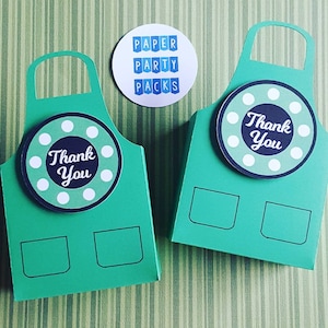 Set of 12 - Green Apron Thank You Favor Boxes Thanks a latte Frappy Birthday Coffee House Party