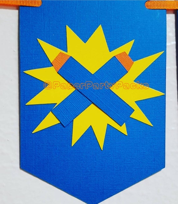 Target Nerfday Banner with personalization in Yellow Blue and Orange Il_570xn