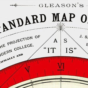 Flat Earth Map. 1892 Gleason's New Standard Map Of The World Large 24 x 36 Poster Wall Art with Flat Earth Sticker image 5