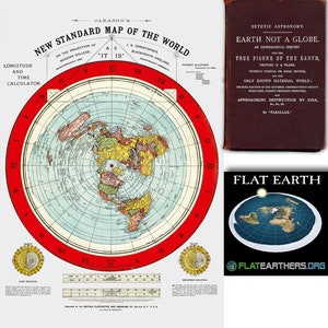 Flat Earth Map. 1892 Gleason's New Standard Map Of The World Large 24 x 36 Poster Wall Art with Flat Earth Sticker image 1